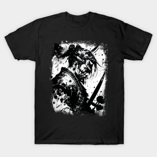 The Samurai Warrior Abstract Splatter Sketch Art T-Shirt